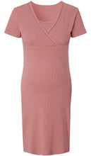 Laden Sie das Bild in den Galerie-Viewer, GOTS Umstandsnachthemd ALISA ka altrosè mit Stillfunktion