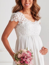 Laden Sie das Bild in den Galerie-Viewer, Umstandsbrautkleid CHANTAL kurz ivory