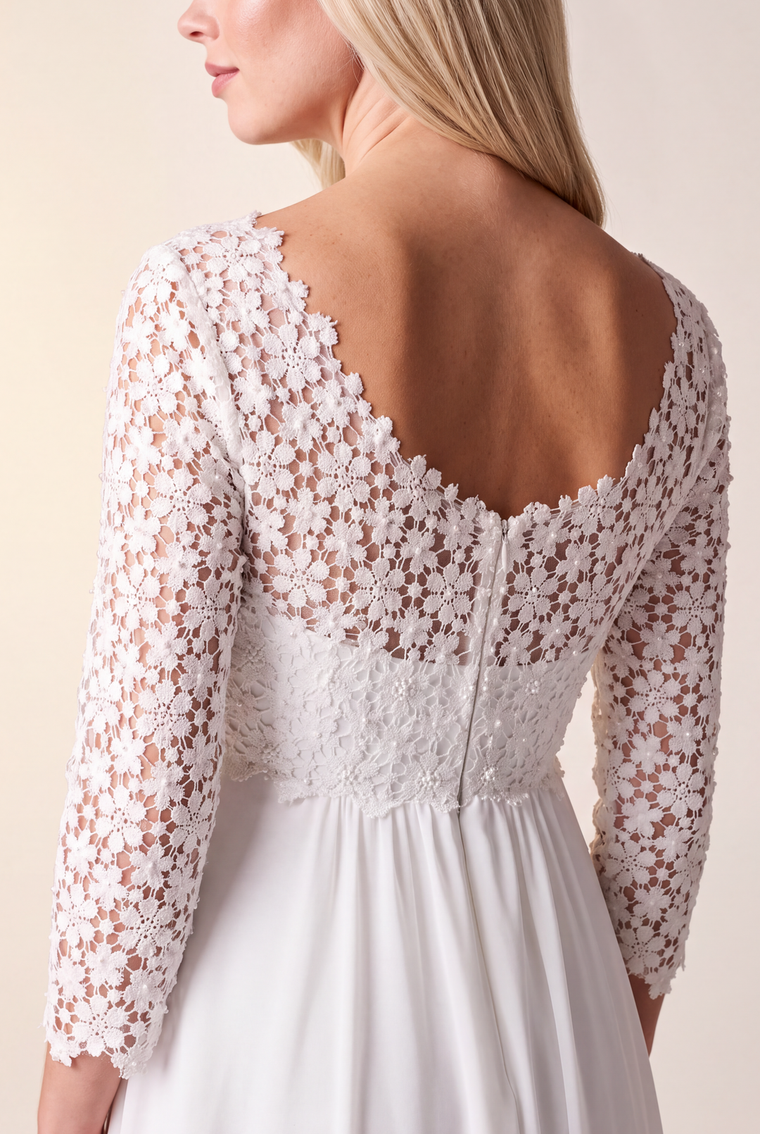Umstandsbrautkleid 3/4 Arm CHANTAL lang ivory