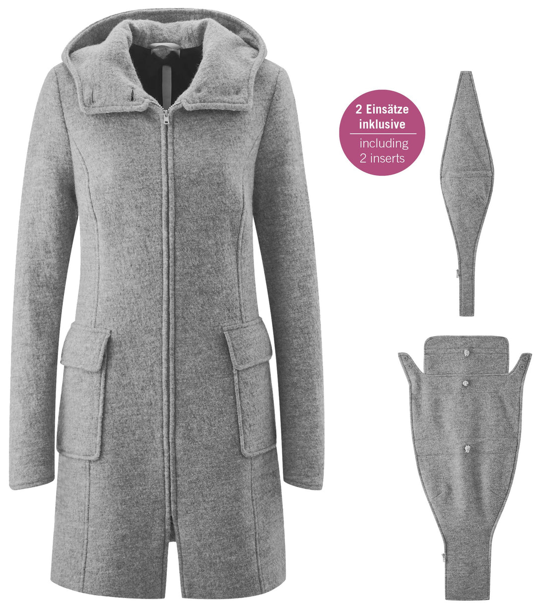 Tragemantel VIENNA 4way Wollwalk hellgrau