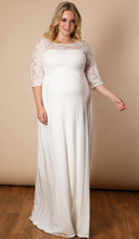 Laden Sie das Bild in den Galerie-Viewer, Umstandsbrautkleid LUCIA kurz, Brautmode für Schwangere, Standesamt, Hochzeit, Standesamt, ivory, Spitze, glatter Rock, Vintage, 3/4-Ärmel, Umstandsmode, Stillkleidung, chic + schwanger Umstandsmode, Braut, Brautkleid für Schwangere, Kleid mit Babybauch
