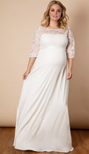 Laden Sie das Bild in den Galerie-Viewer, Umstandsbrautkleid LUCIA lang, Brautkleid für Schwangere, Umstandsmode, Umstandsbrautkleid LUCIA kurz, Brautmode für Schwangere, Standesamt, Hochzeitskleid für Schwangere, Babybauch, Brautkleid, Umstandsmode, Stillkleidung, chic + schwanger Umstandsmode, ivory, Spitze, glatter Rock, 3/4-Ärmel
