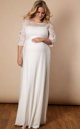 Umstandsbrautkleid LUCIA lang, Brautkleid für Schwangere, Umstandsmode, Umstandsbrautkleid LUCIA kurz, Brautmode für Schwangere, Standesamt, Hochzeitskleid für Schwangere, Babybauch, Brautkleid, Umstandsmode, Stillkleidung, chic + schwanger Umstandsmode, ivory, Spitze, glatter Rock, 3/4-Ärmel