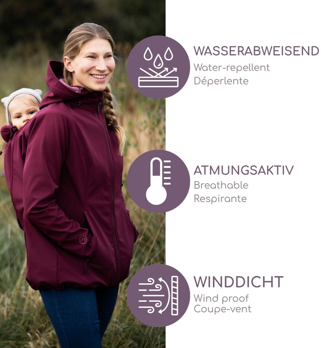 NACHHALTIG Tragejacke Softshell 4-in-1 burgundy