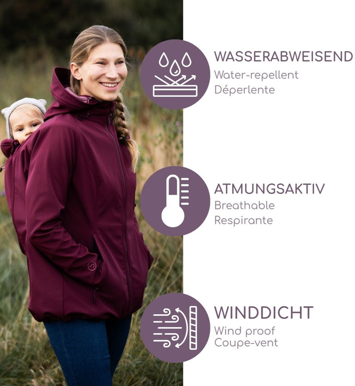 NACHHALTIG Tragejacke Softshell 4-in-1 burgundy