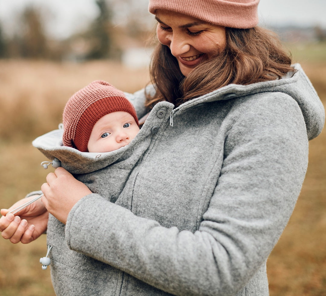 Tragemantel VIENNA 4way Wollwalk hellgrau