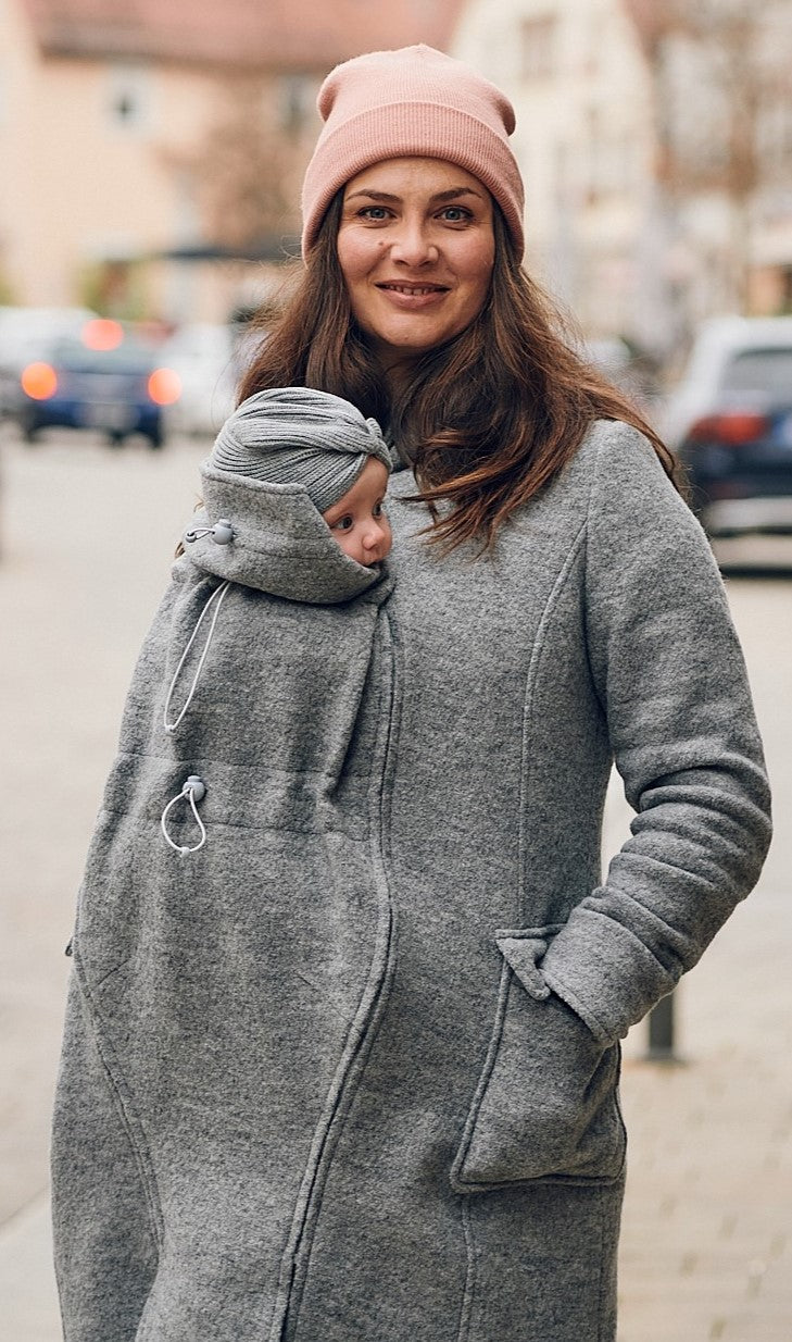 Tragemantel VIENNA 4way Wollwalk hellgrau