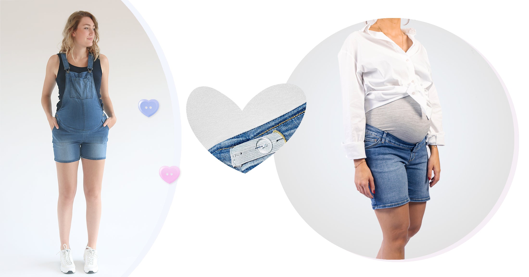 Umstandsjeans, Umstandsshorts, Shorts für Schwangere, Umstandslatzhose, Umstandsshorts mit Bauchband