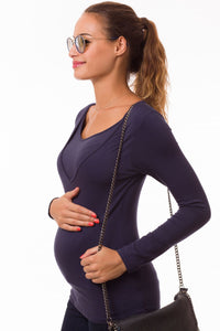 OEKO-TEX Umstandsshirt ZOE marine, Umstandsmode, Schwangerschaftsmode, Stillmode, Brautkleider für Schwangere, Umstandshosen, Umstandsjeans, Umstandsoberteile, Stilloberteile, Bademode für Schwangere, BH für Schwangere, BH zum Stillen, Bustier zum Stillen, chic + schwanger, festliche Umstandsmode, festliche Mode für Schwangere 