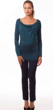 Laden Sie das Bild in den Galerie-Viewer, OEKOTEX Umstandsshirt PRISCA petrol mit Stillfunktion
