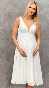 Umstandsbrautkleid, Brautkleid für Schwangere, kurzes Brautkleid, Standesamt, Hochzeit, ivory, ausgestellter Rock, Rückenausschnitt, schlicht und edel, Umstandsmode, Stillkleidung, chic + schwanger